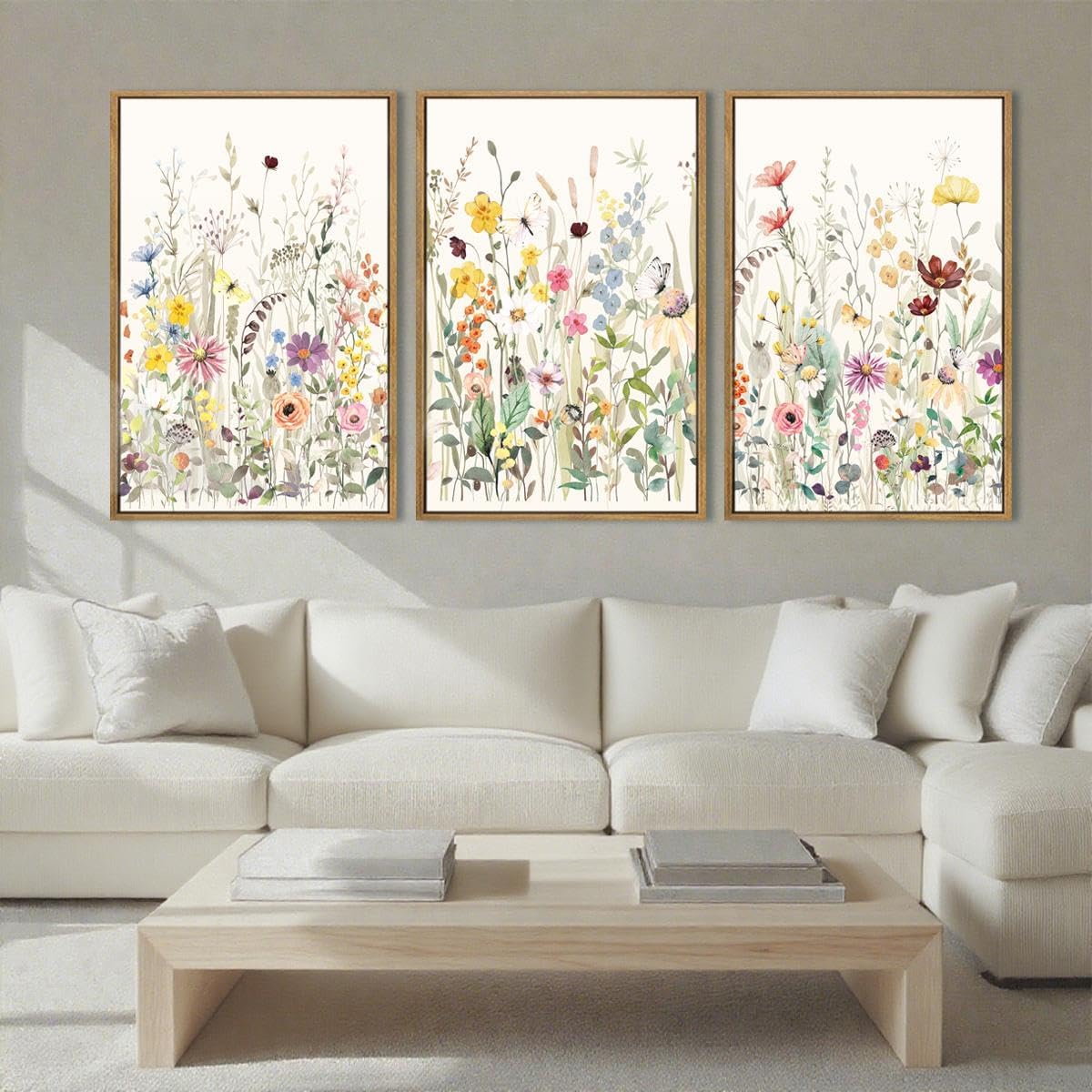 BINCUE Large Framed Floral Canvas Wall Art for Home Decor