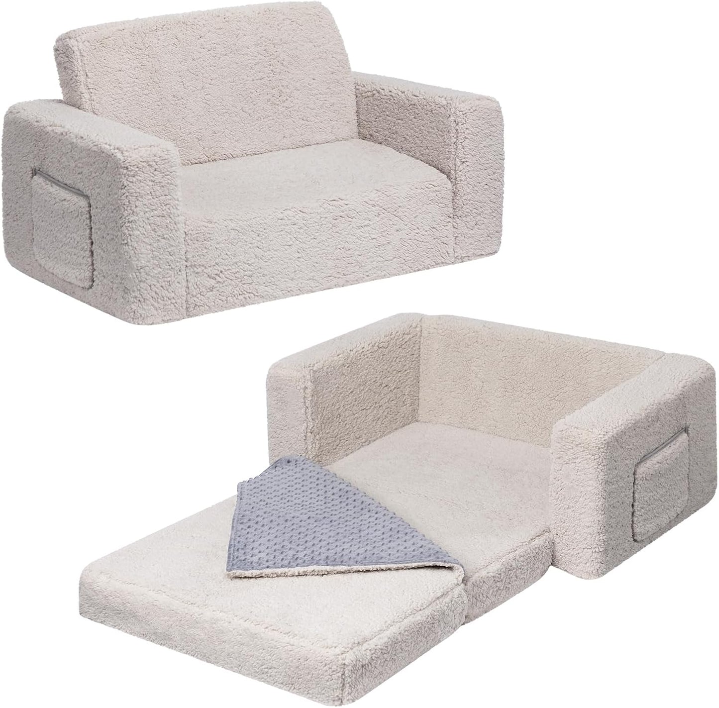 ALIMORDEN Fold Out Toddler Couch: Comfy 2-in-1 Sofa Bed