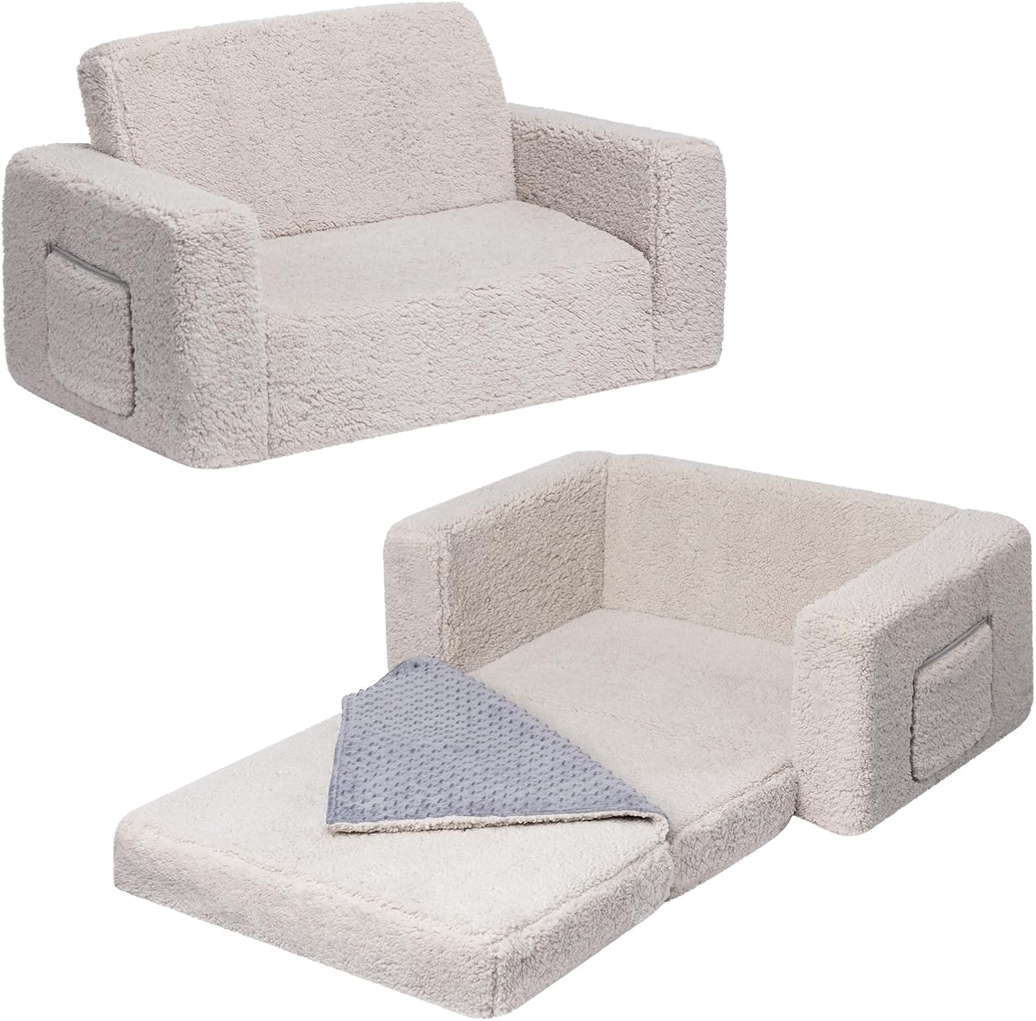 ALIMORDEN Fold Out Toddler Couch: Comfy 2-in-1 Sofa Bed