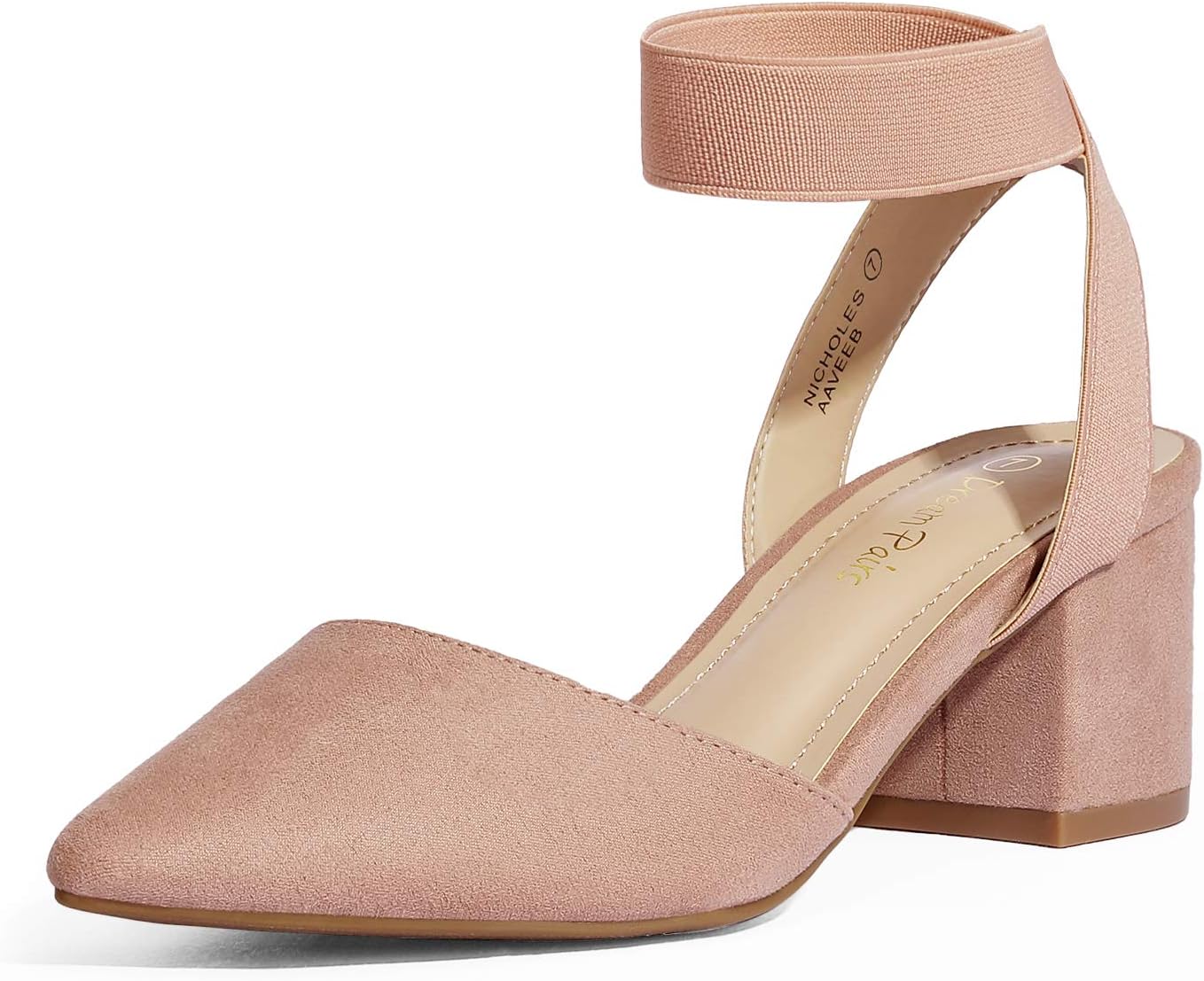 DREAM PAIRS Womens Low Block Chunky Heel Ankle Strap Pumps