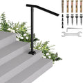 Handrails for Outdoor Steps Single Post Wrought Iron 40in - Safe Grip