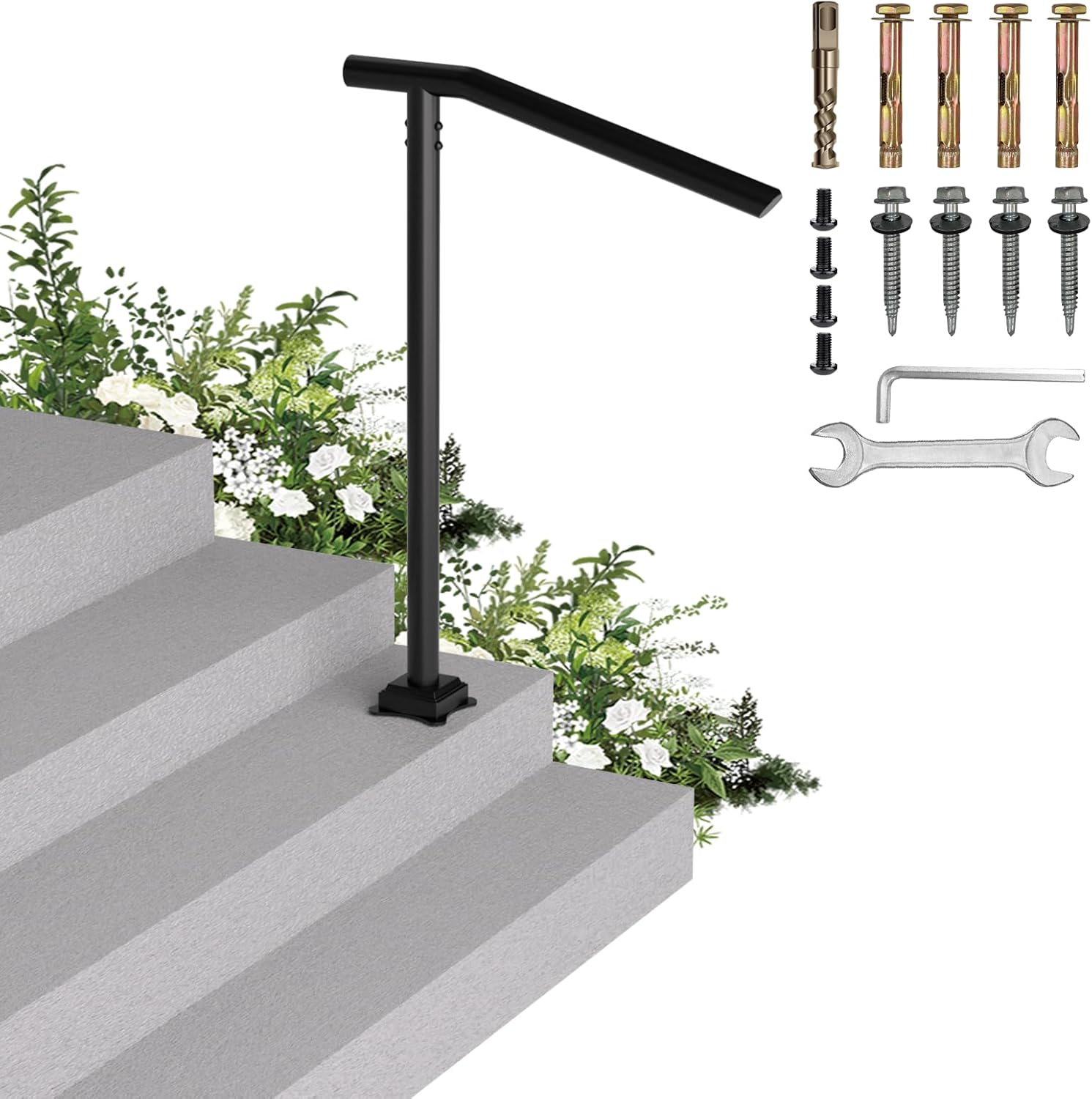 Handrails for Outdoor Steps - Safe and Durable Wrought Iron Design