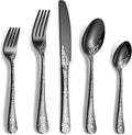 40 Piece Black Silverware Set for 8 - Stainless Steel Mirror Polish