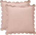 Scalloped Pillow Cover Set of 2 - 18 in Peach Pink - Elegant Accent