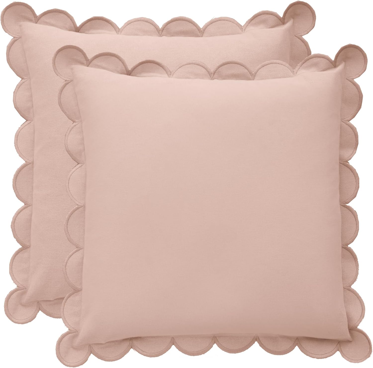 BEBE BASK Scalloped Pillow Covers - Elegant Peach Pink Design