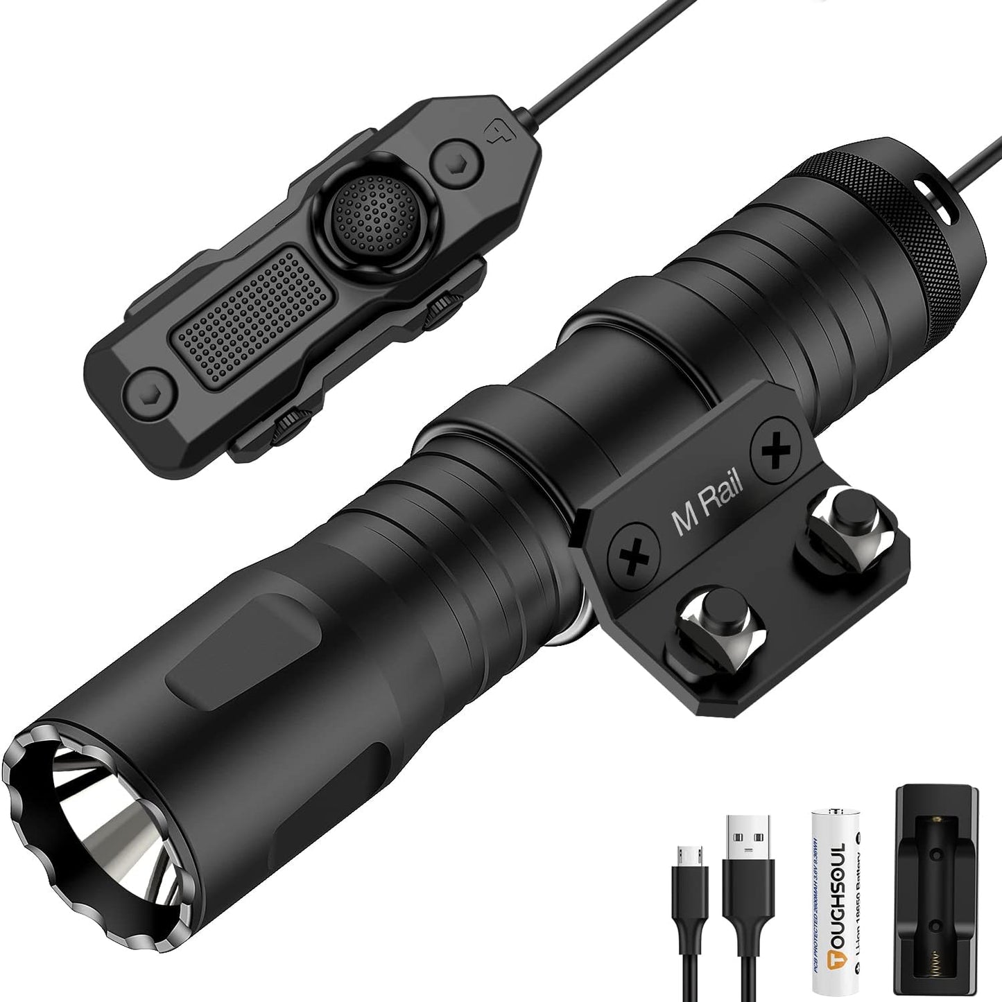 TOUGHSOUL Mlok Tactical Flashlight 1250 Lumens for Hunting