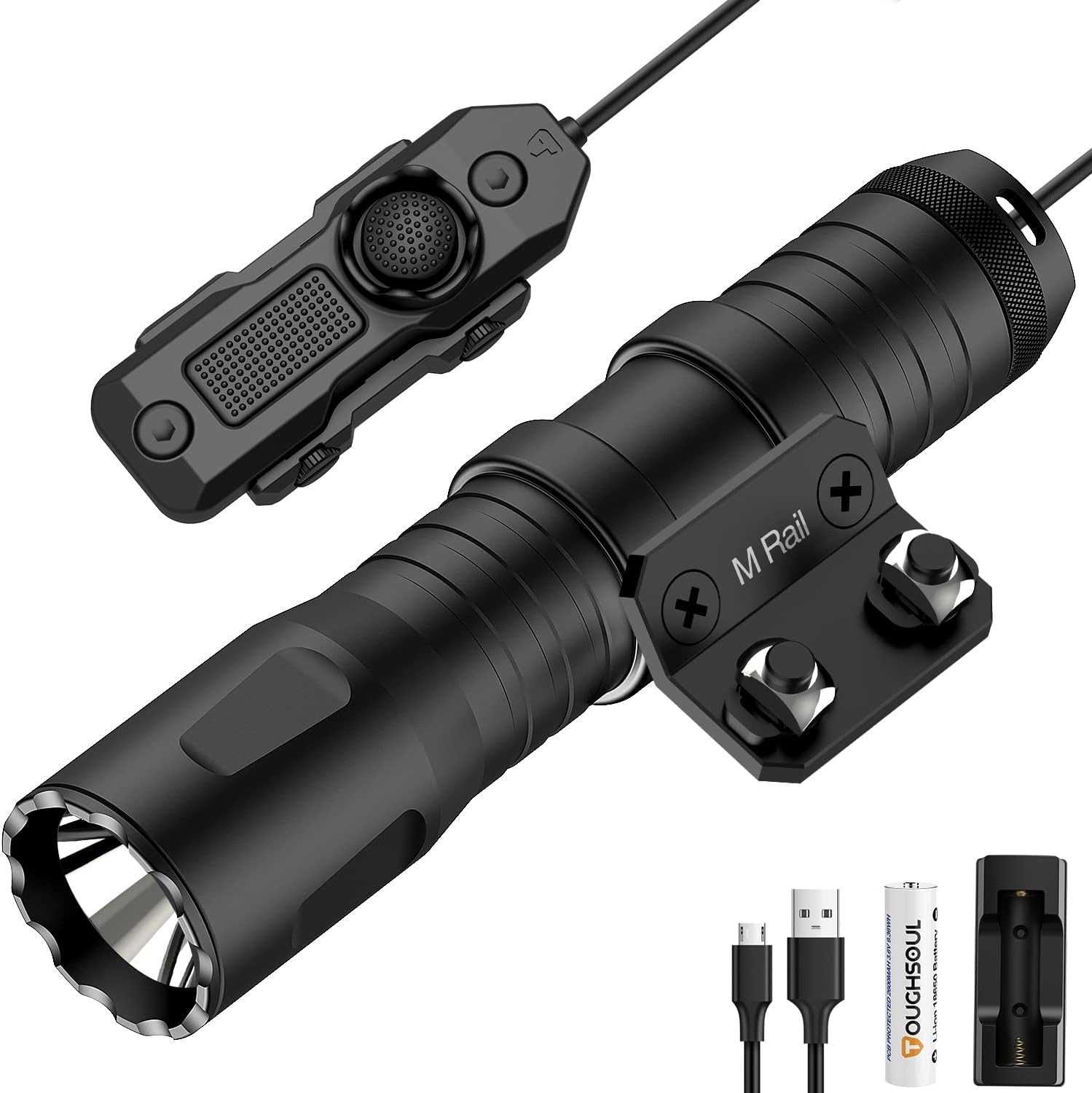 TOUGHSOUL Mlok Tactical Flashlight 1250 Lumens for Hunting