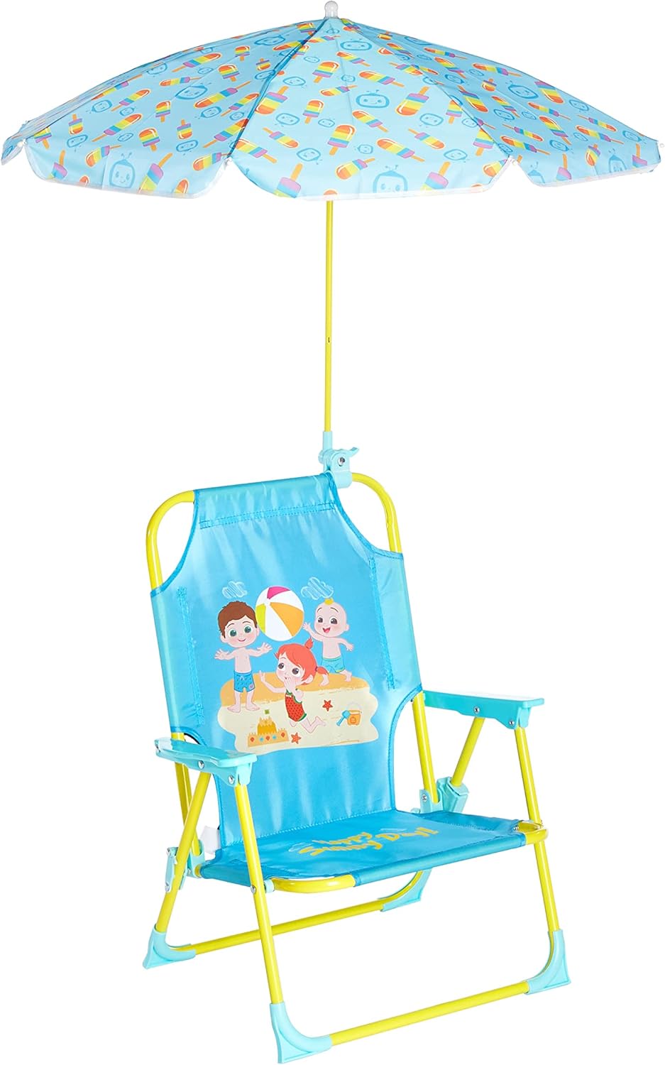 CoComelon Kids Folding Beach Chair with Umbrella for Ages 3