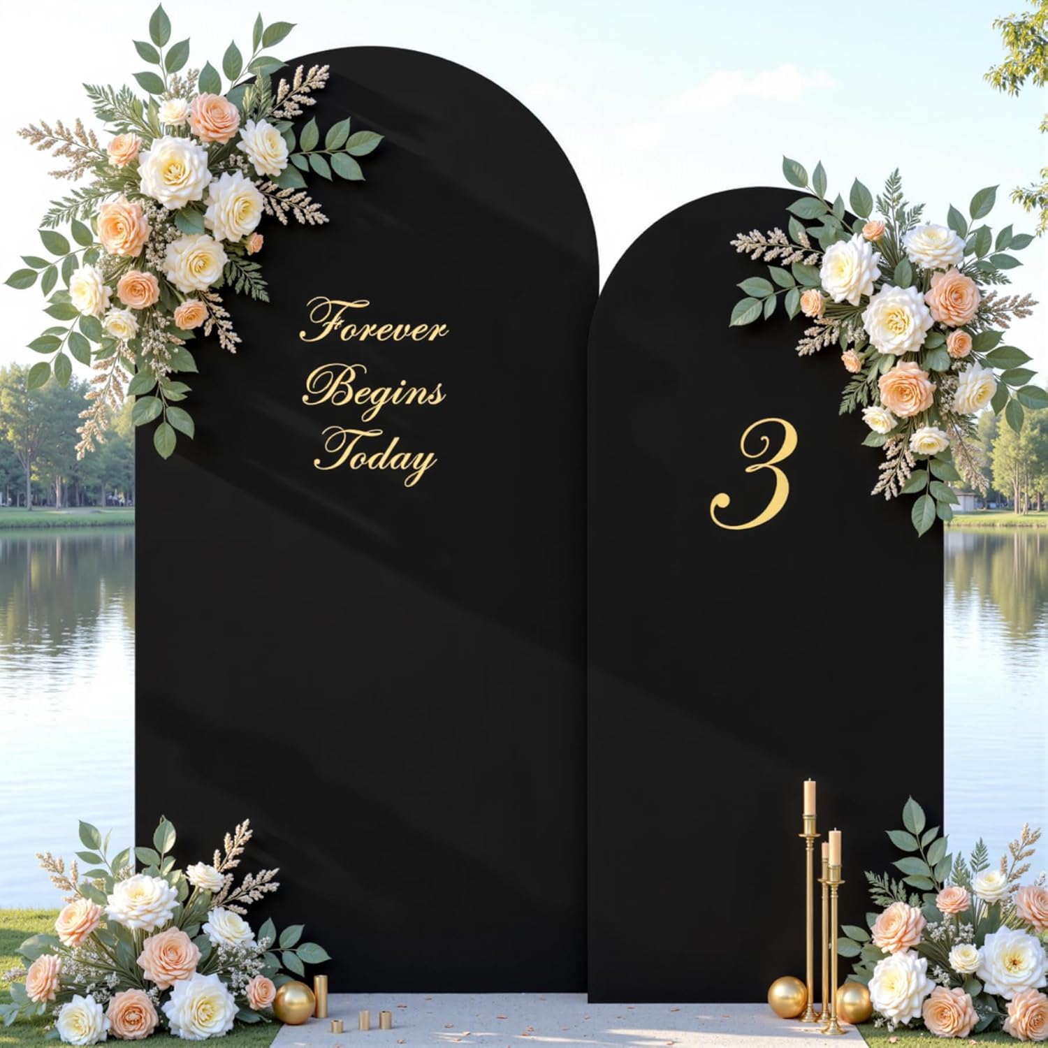 Black Arch Backdrop Cover Set of 2 for Elegant Events