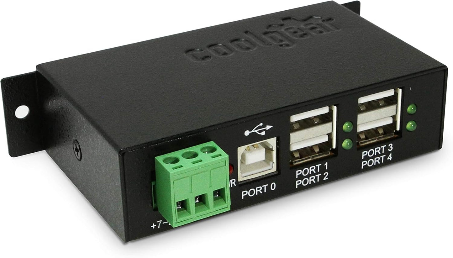 Industrial 4-Port Powered USB 2.0 Hub with Metal Housing