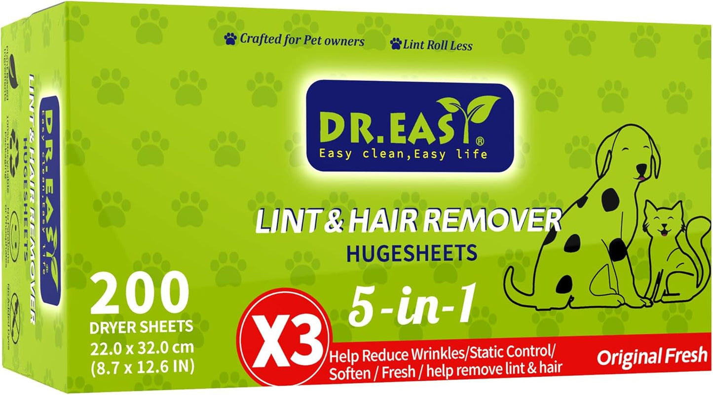 200-Count LINT & HAIR REMOVER HUGESHEETS by DR.EASY
