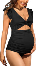 Charmo Ruffle Ribbed Maternity Swimsuit One Piece - Flattering Support