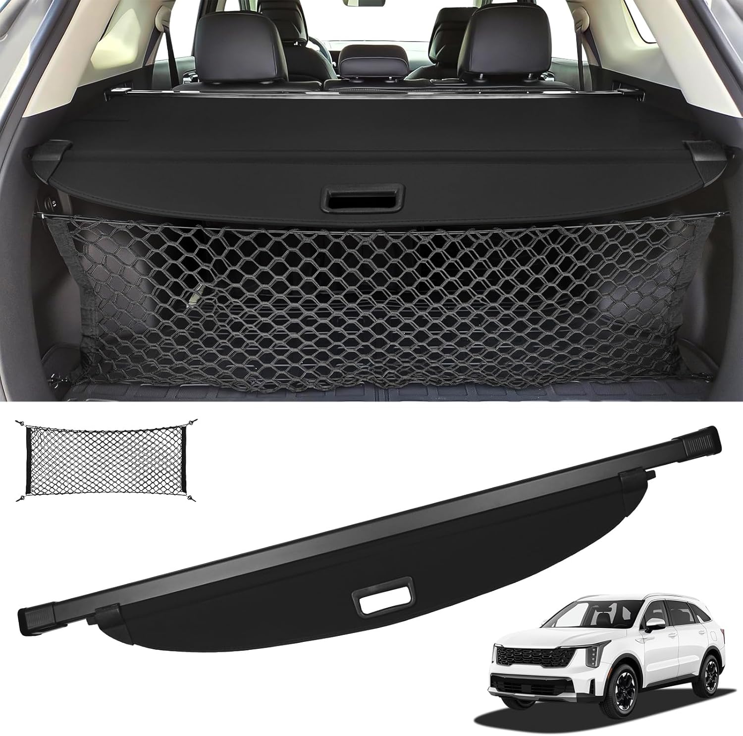 Retractable Cargo Cover for Kia Sorento 2021-2025 - Black Shade