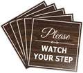 Square Classy Please Watch Your Step Sign - Small 5 Pack