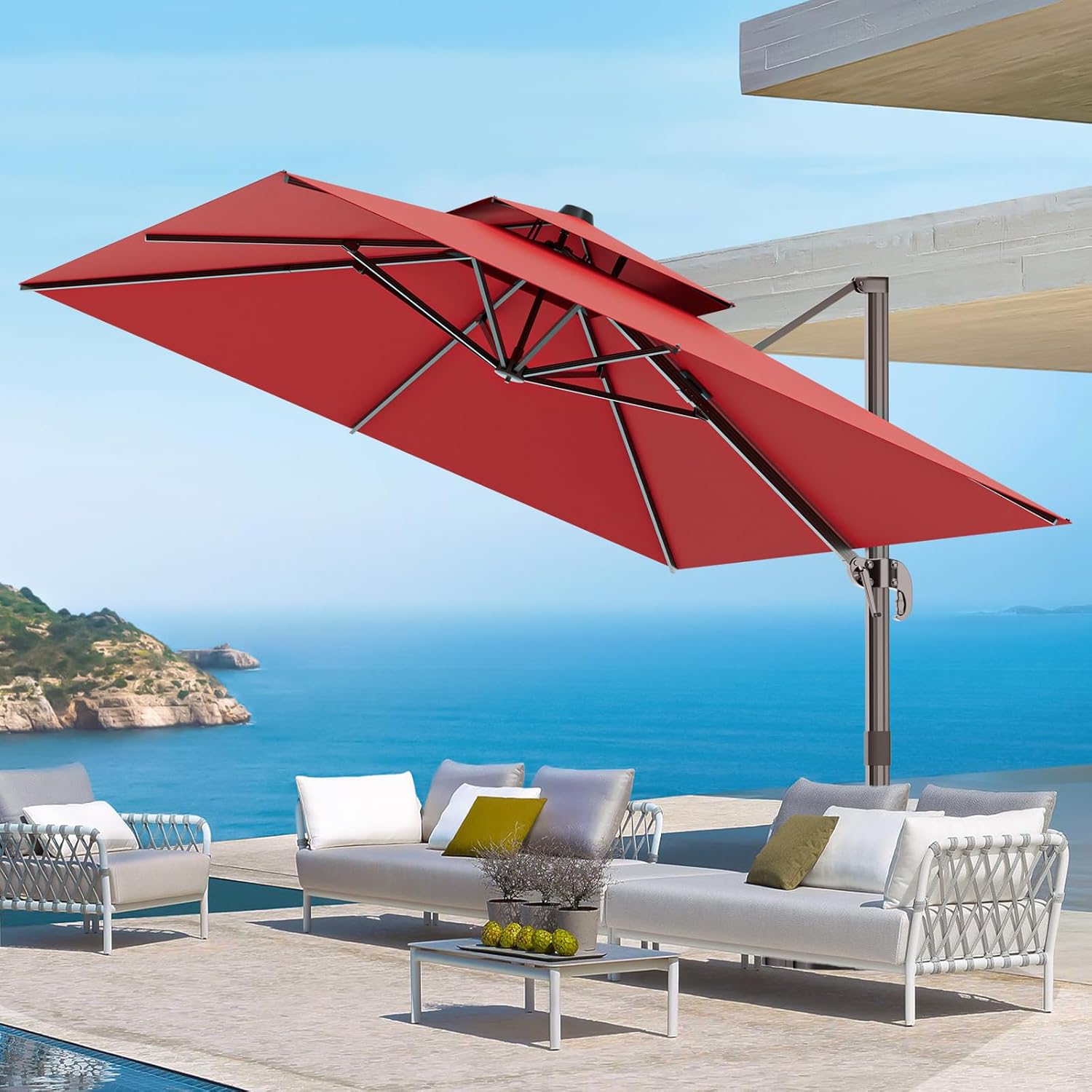 9ft X 12ft Heavy Duty Cantilever Outdoor Patio Umbrella for Shade