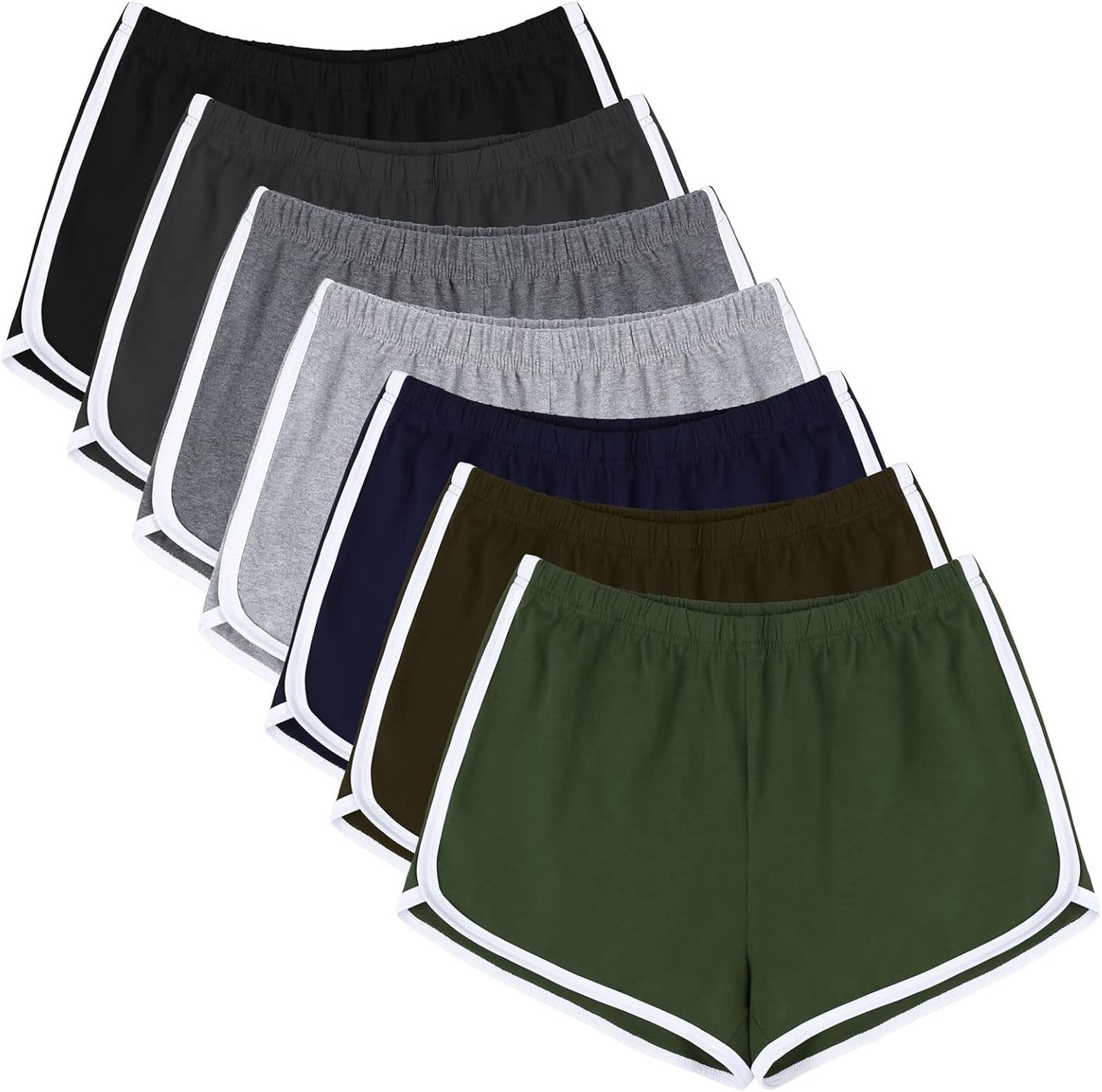 URATOT 7 Pack Womens Cotton Shorts for Yoga and Running