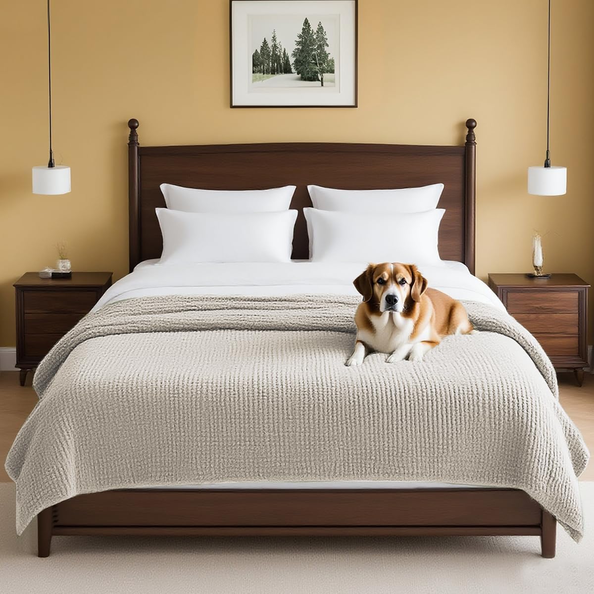 H.VERSAILTEX Plush Chenille Couch Cover for Pets and Furniture