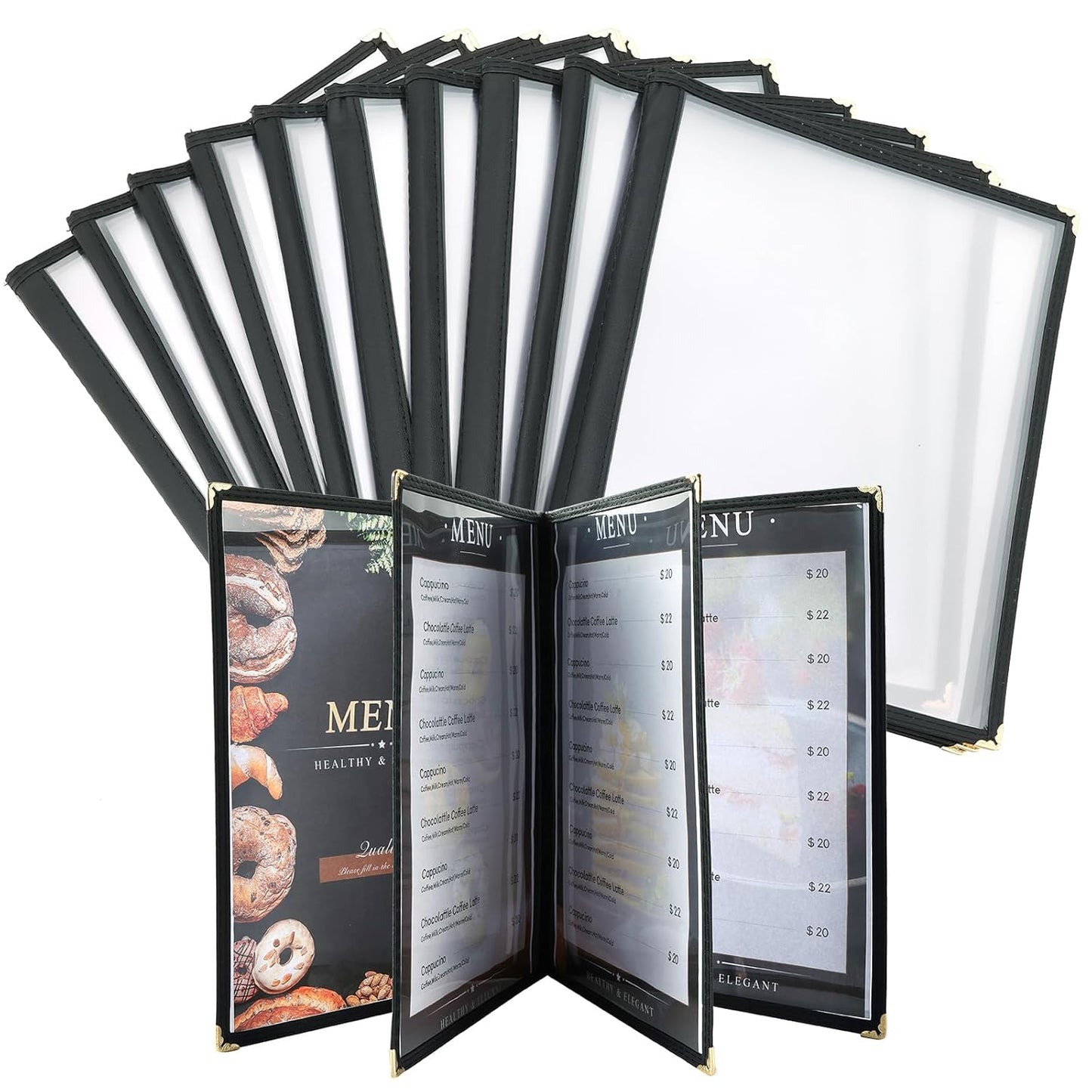 8.5 x 11 Inch Menu Covers for Restaurants and Cafes - 10 Pack