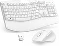 Wireless Keyboard and Mouse Combo - Ergonomic Wave Keys, Wrist Rest