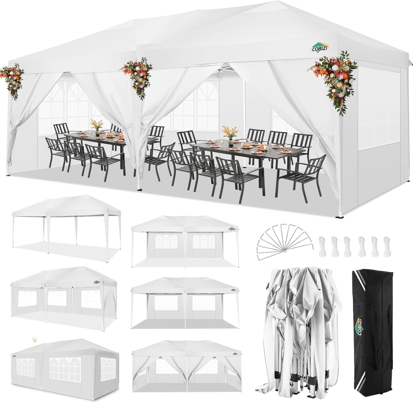 COBIZI 10x20 Waterproof Pop Up Canopy