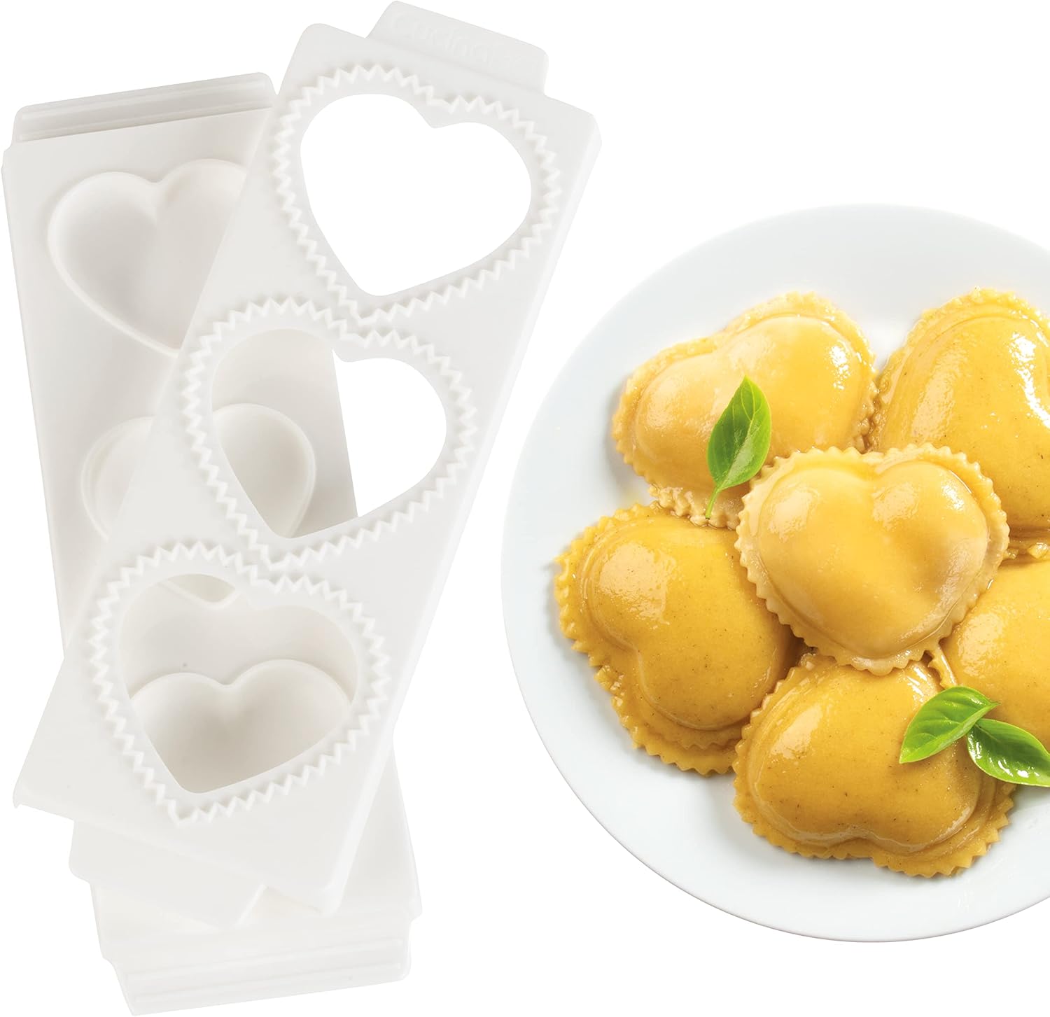 CucinaPro Heart Ravioli Maker - Easy 3-at-a-Time Homemade Pasta