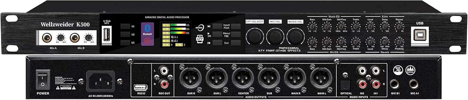 Advanced Digital Karaoke Mixer with Bluetooth and USB Features