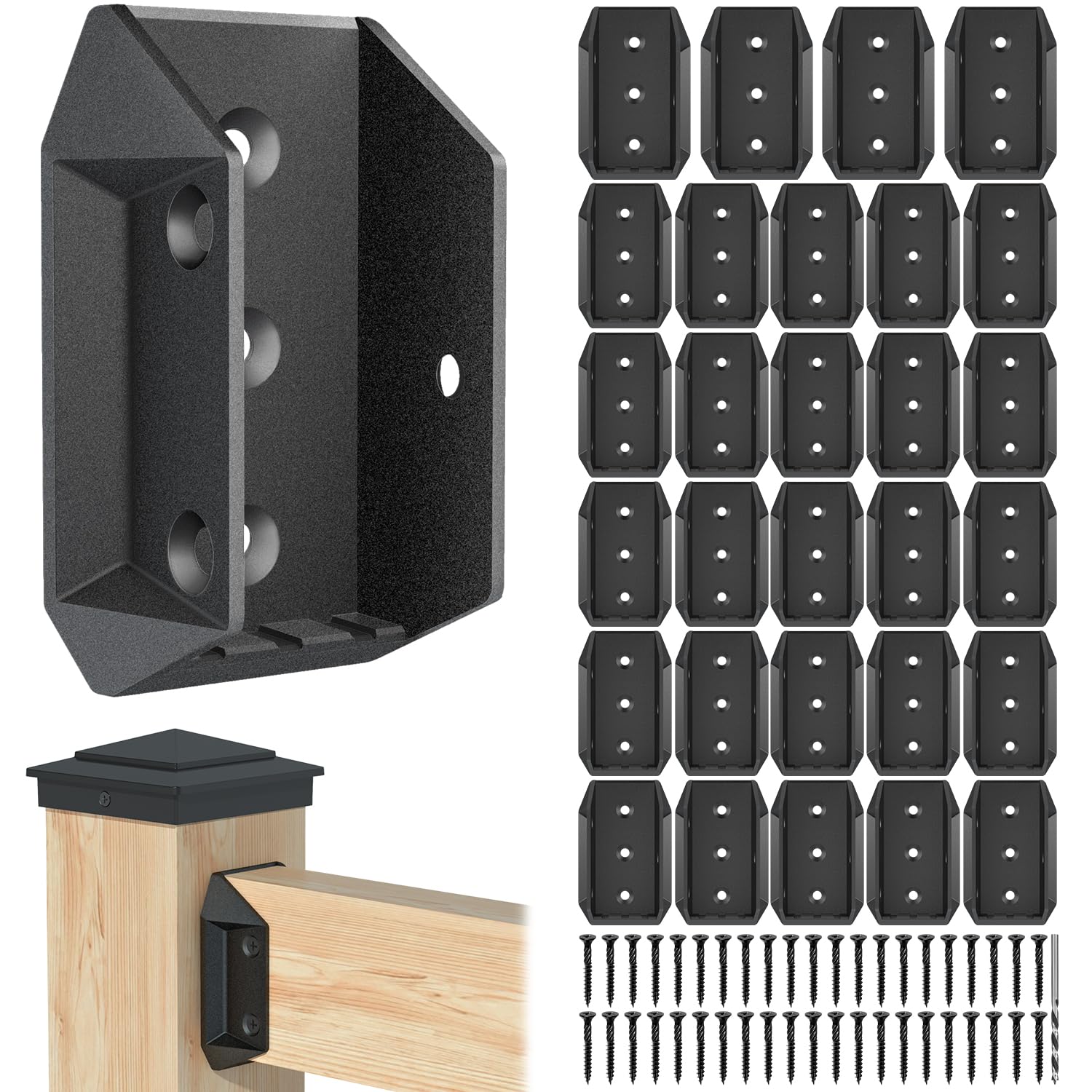 30 Pcs Aluminum Deck Railing Bracket Connectors for 2x4 Wood Post