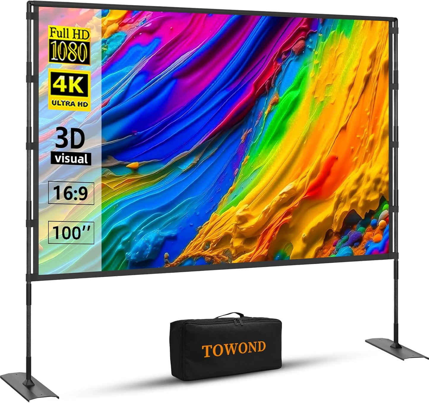 Towond 100 Portable Wrinkle-Free Projector Screen