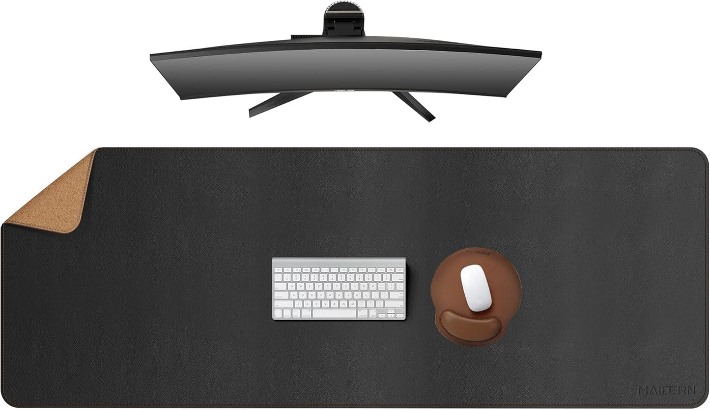 MAIDERN Leather Desk Pad - Large Reversible Cork & Leather Mat