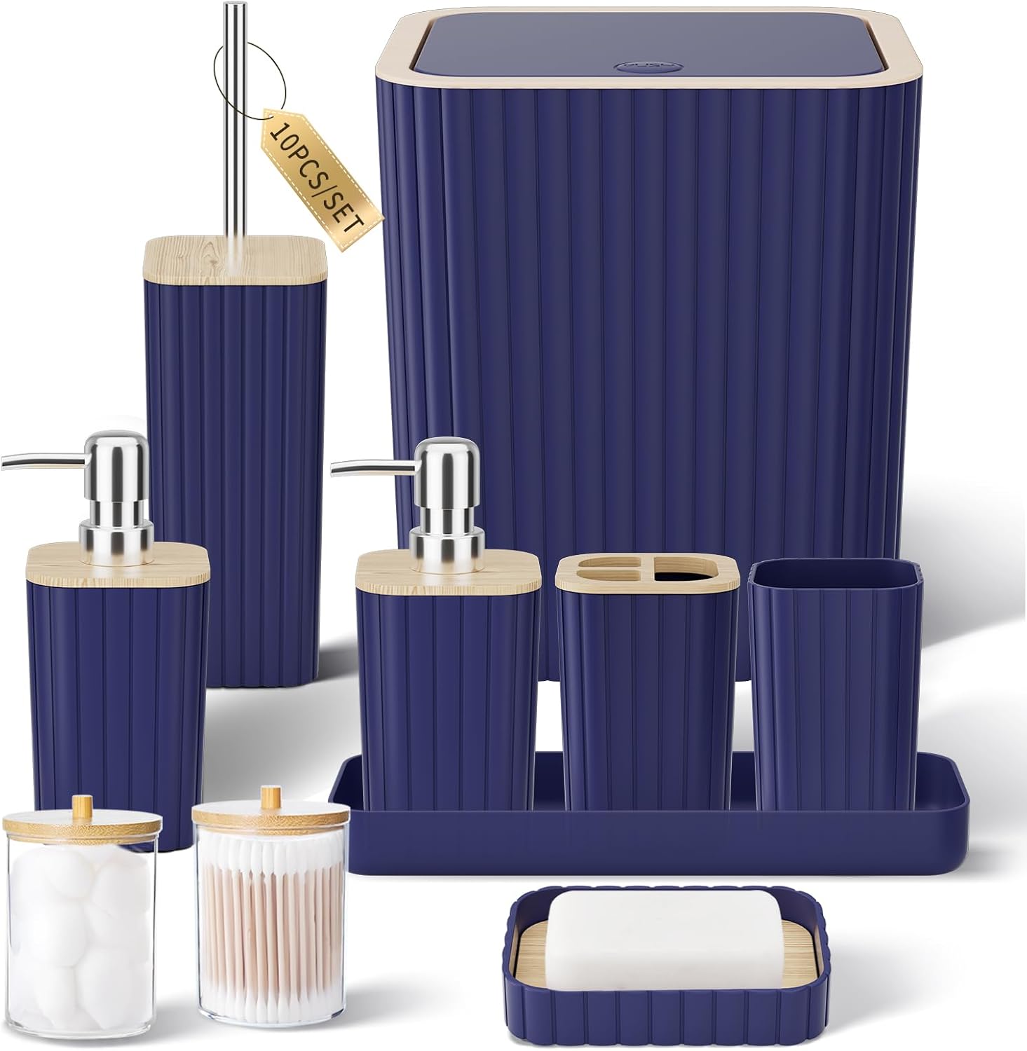 Elegant Blue Bathroom Accessories Set - 10PC Complete Set