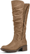 mysoft Womens Knee High Boots Side Zipper Lug Sole - Stable