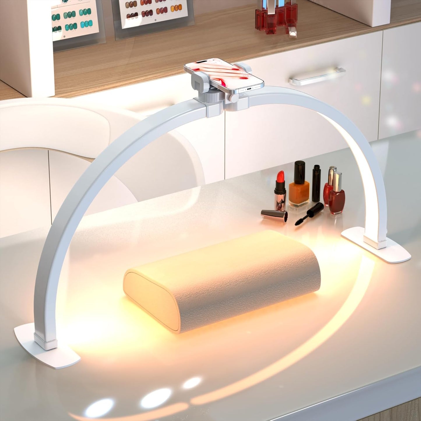Professional Large Half Moon Light for Nail Desk with Holder