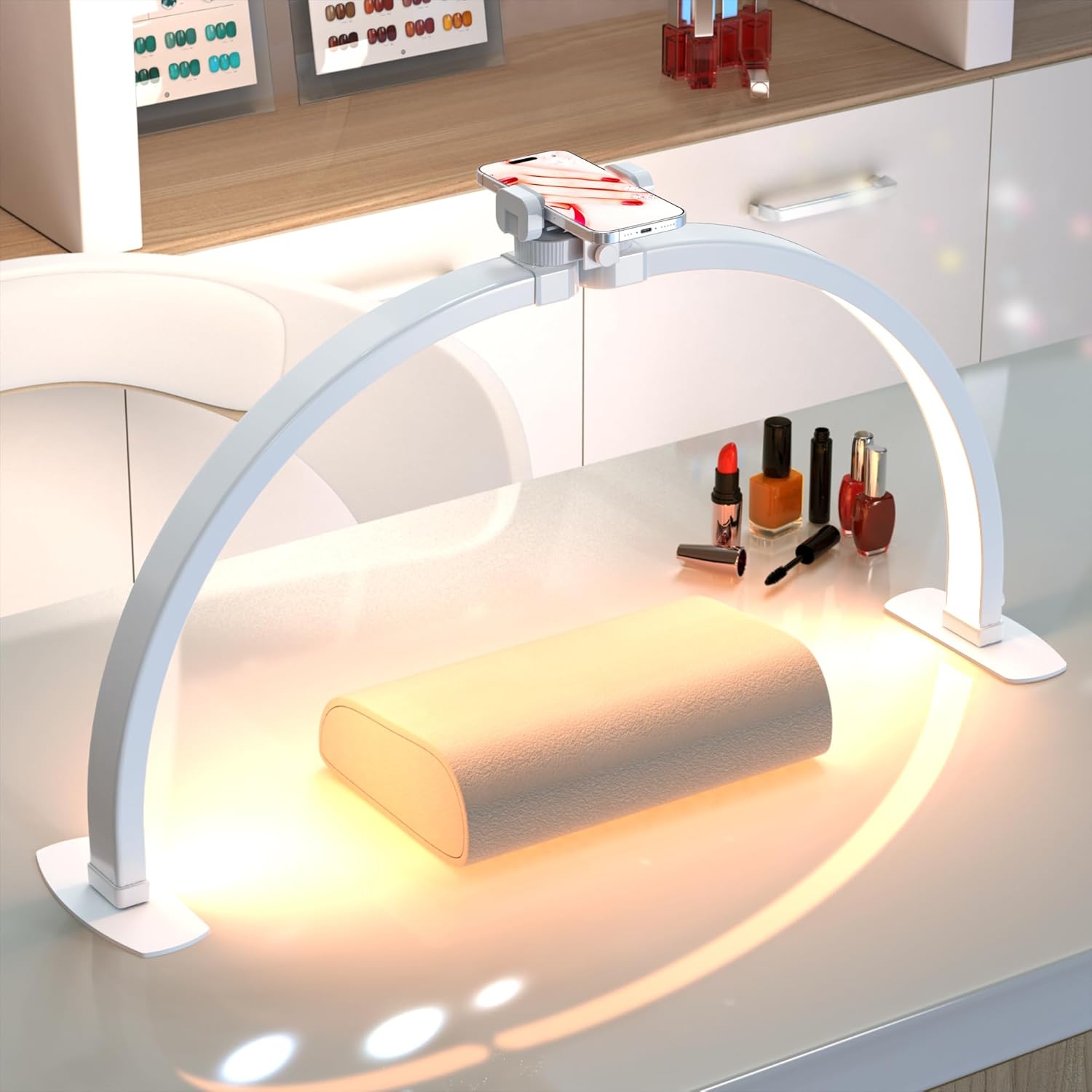 Professional Large Half Moon Light for Nail Desk with Holder