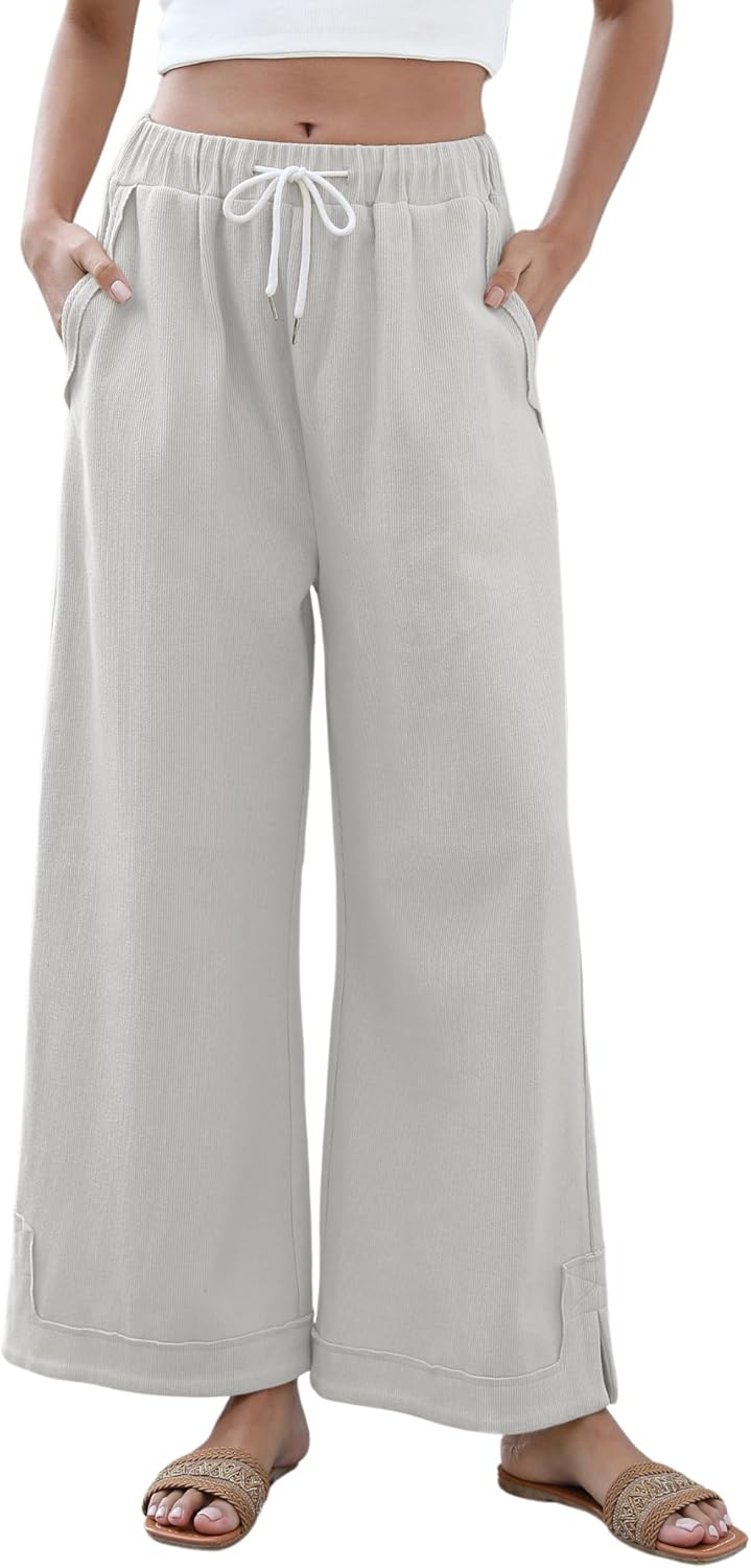 Athlisan Womens Baggy Wide Leg Palazzo Pants for Casual Style