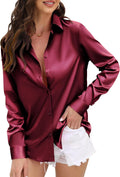 CUNLIN Womens Satin Silk Leopard Button Down Shirt (Style VRMH)