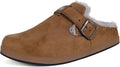 Fur Lined Clogs for Women Suede Slip On Mules - Warm Home Shoes