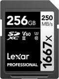 Up to 250MB/s Read Speed SDXC 256GB Card for Pros