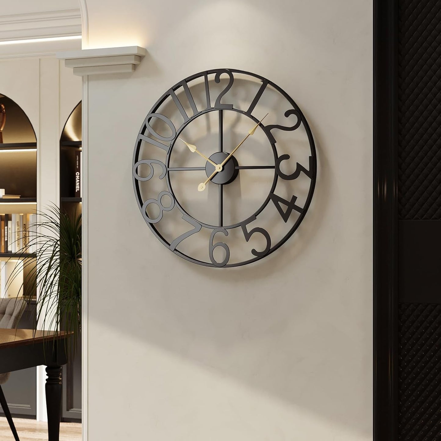 Black 16 Inch Wall Clock Decorative for Living Room and More