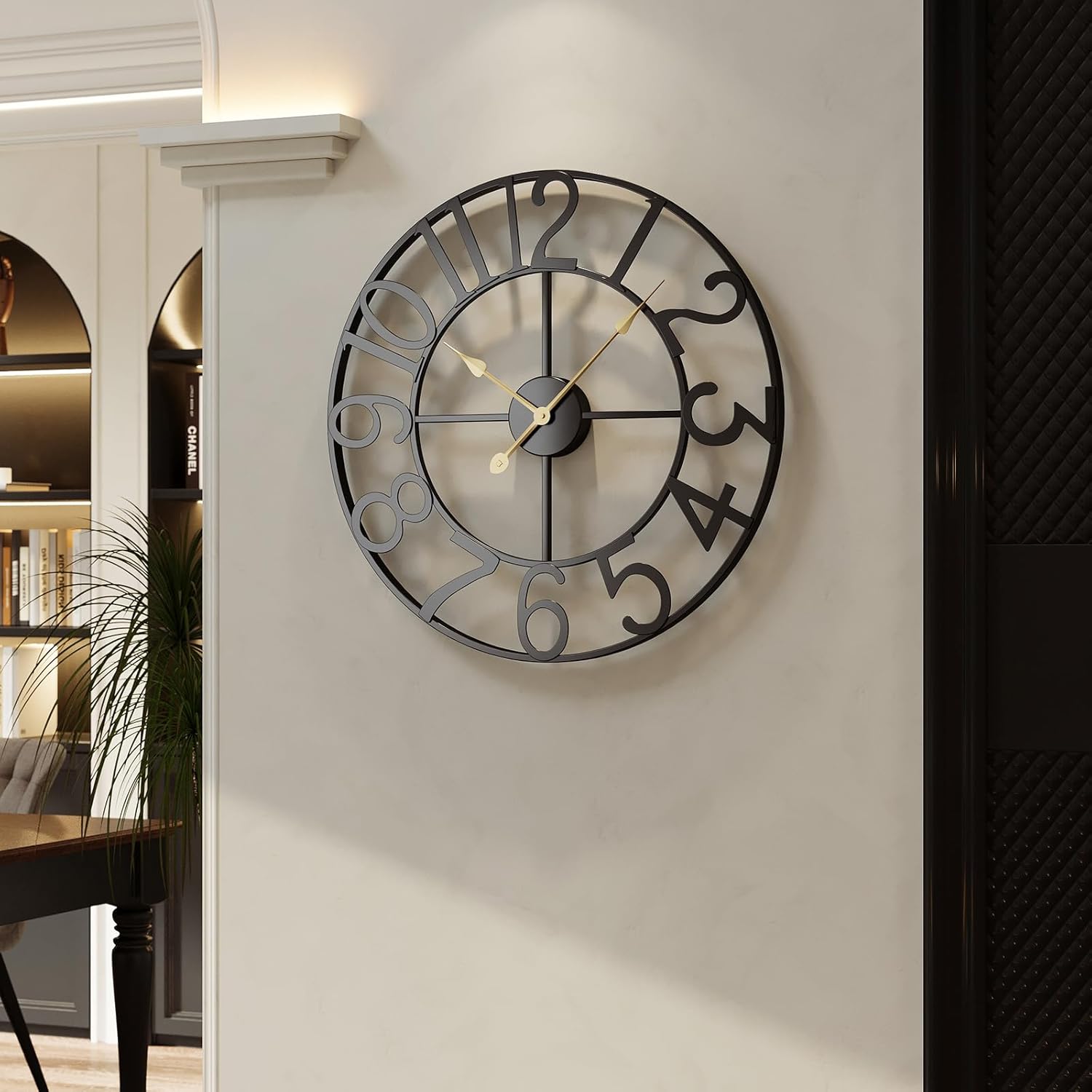 Black 16 Inch Wall Clock Decorative for Living Room and More