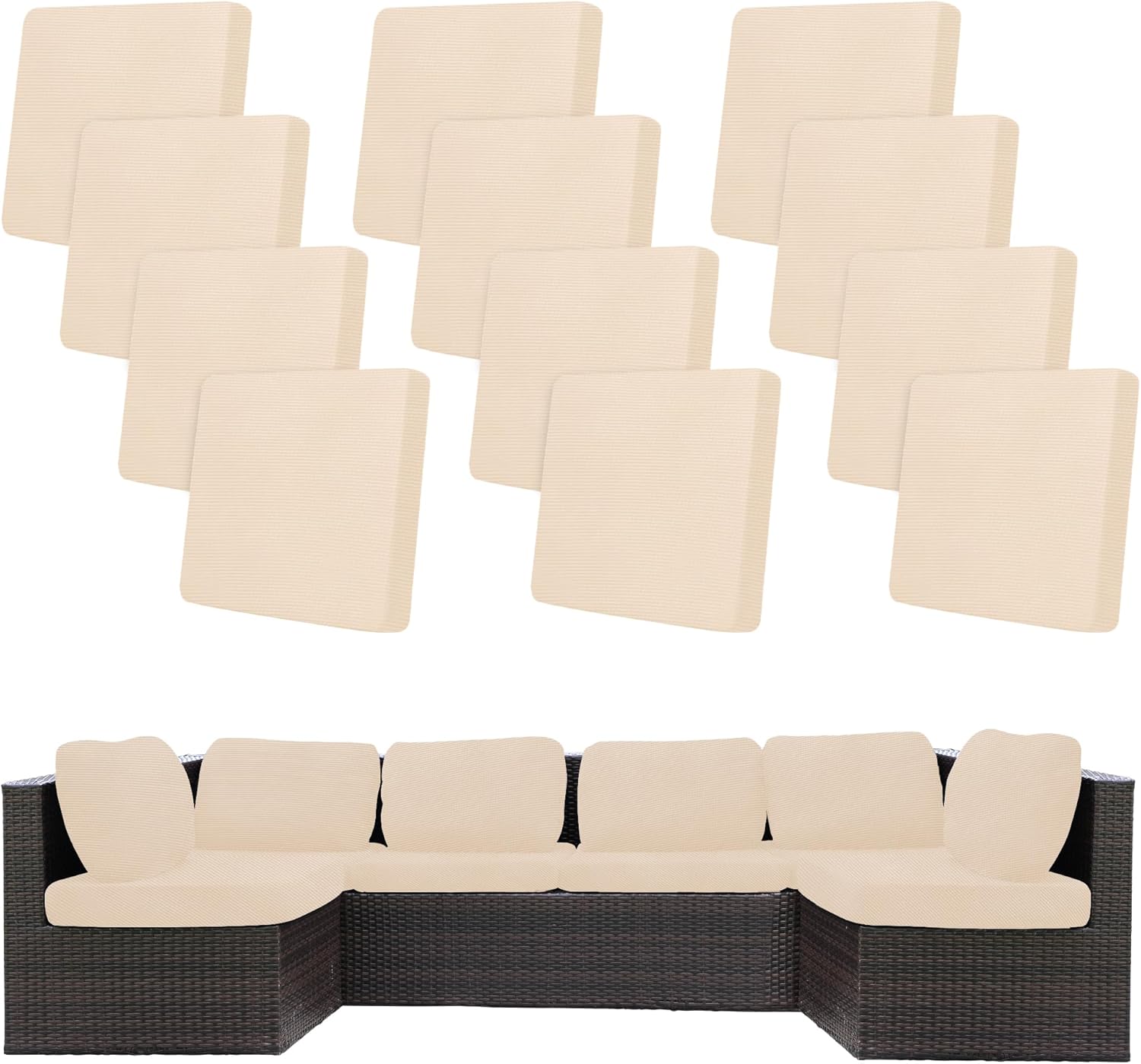 12Pcs Stretch Patio Cushion Covers for Outdoor Furniture Protection