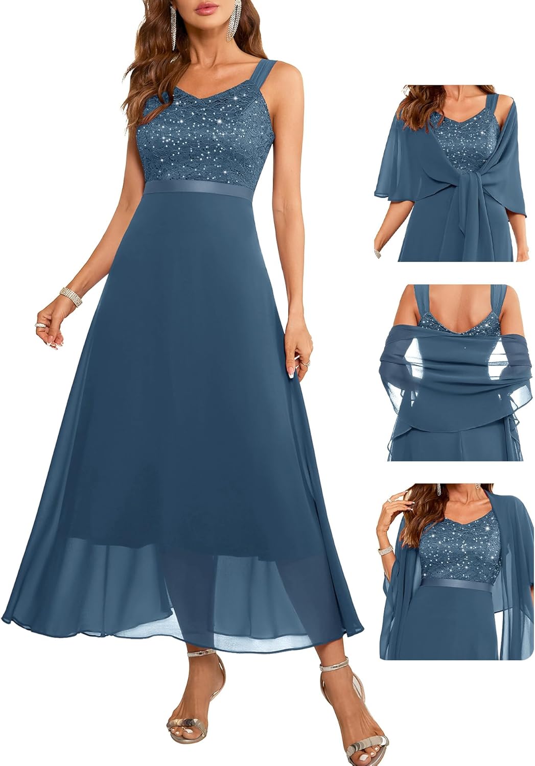 BeryLove Formal Wedding Guest Sequin Dress for Elegant Events