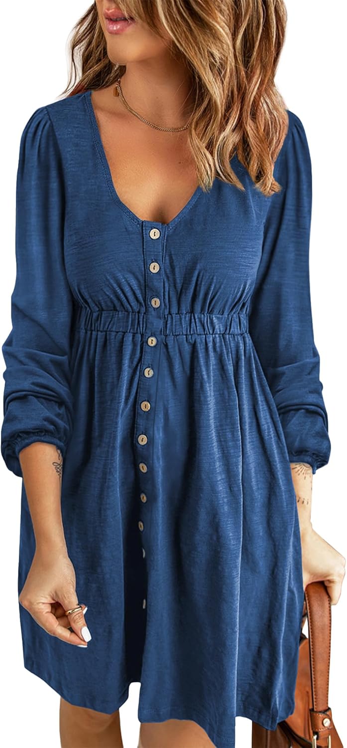 BTFBM Casual Fall Dresses for Women - Stylish Long Sleeve Mini
