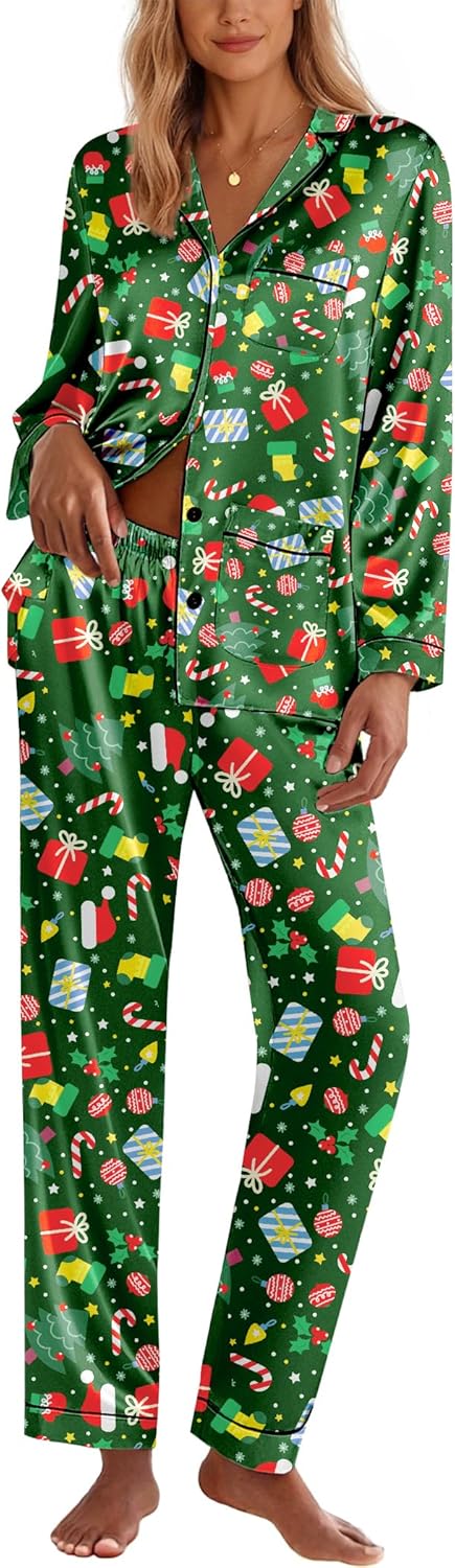 Ekouaer Silk Pajamas for Women Classic Satin Lounge Set
