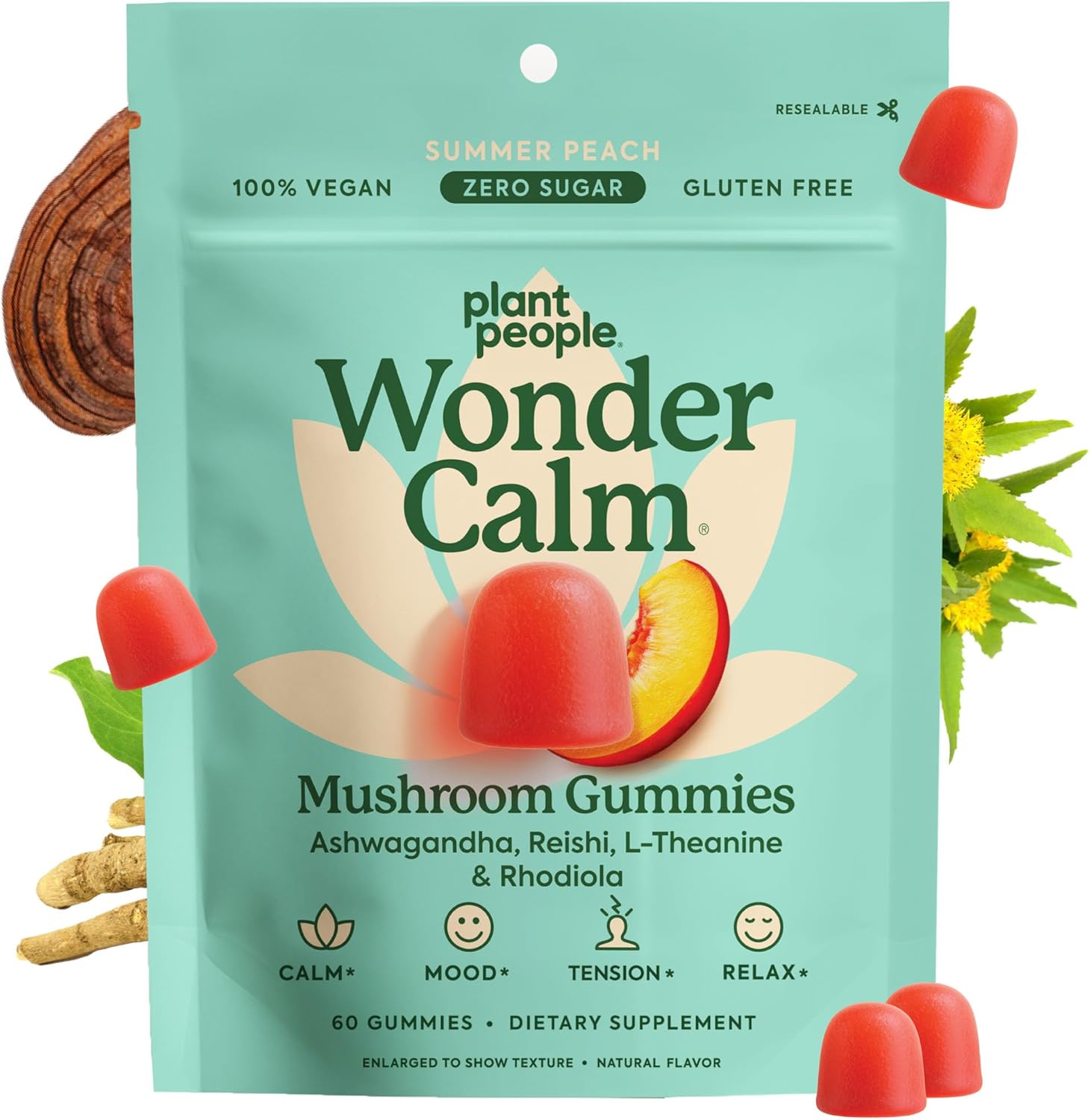 Plant People WonderCalm Mushroom Gummies for Stress Relief