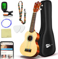 Soprano Ukulele 21in Beginner Pack with Rainbow Strings - Starter Kit