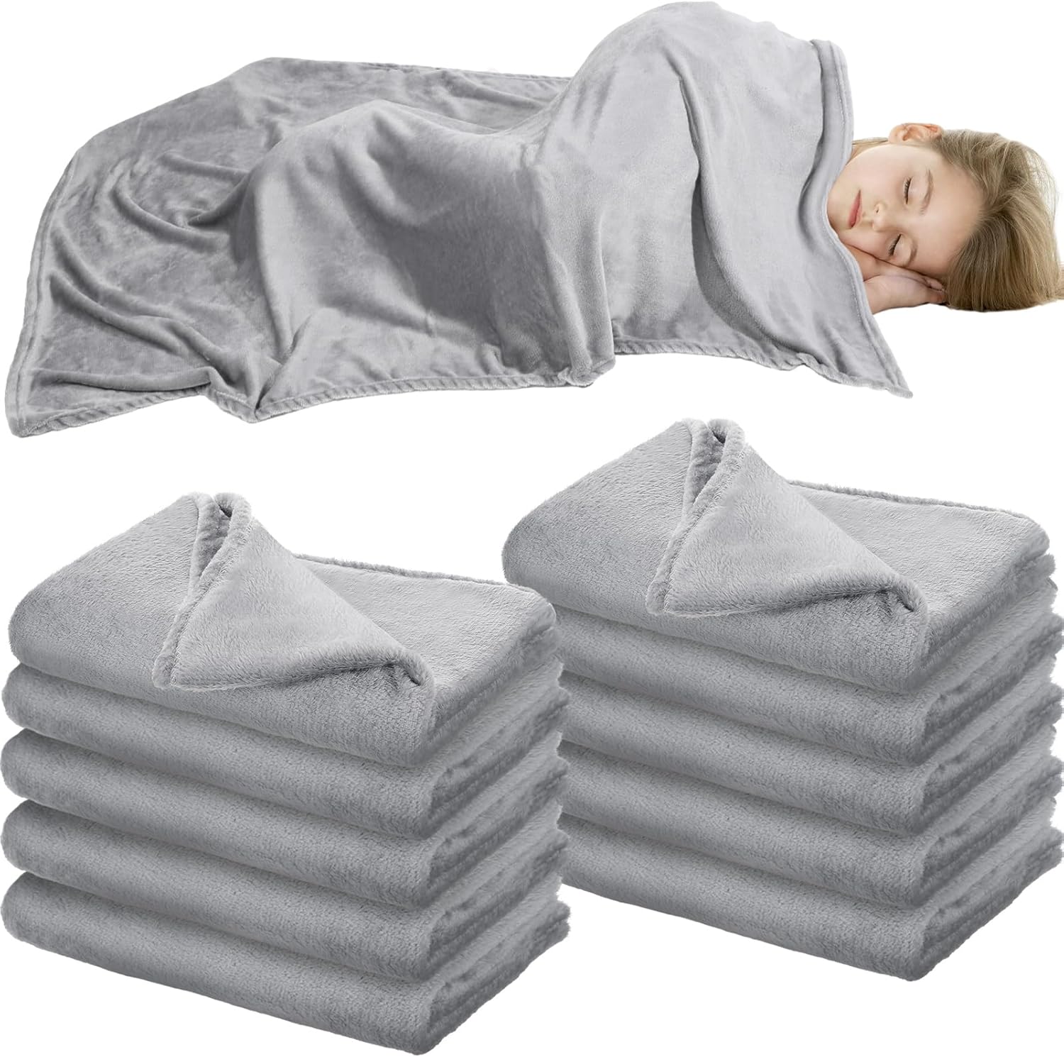 10 Pcs Cot Blanket for Toddlers - Cozy Flannel Nap Blankets