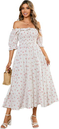 Comfortable Half Sleeve Cotton Dress with Ruffles for Women