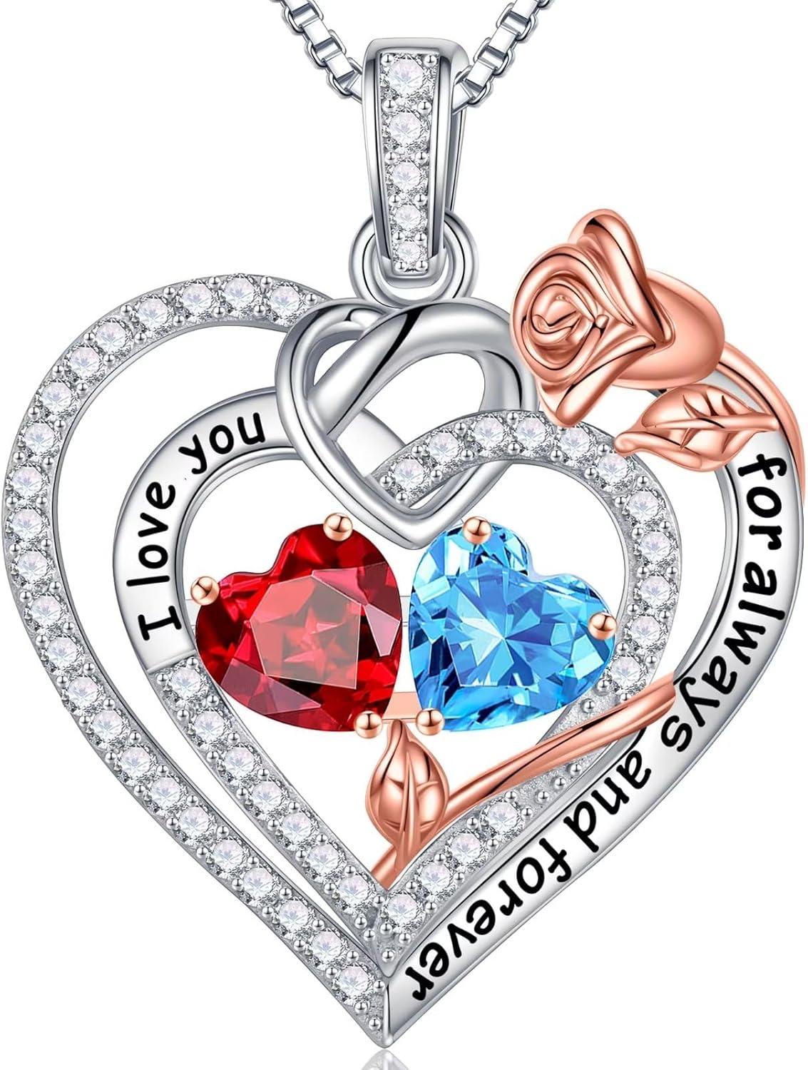 Iefil Double Birthstone Necklace for Women - Unique Gifts