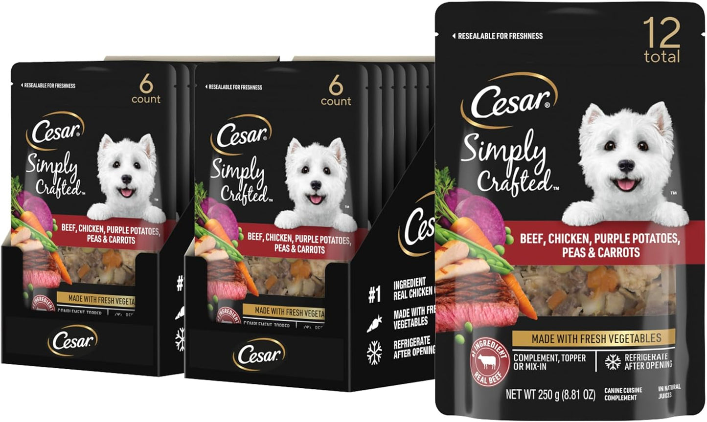 Cesar Simply Crafted Wet Dog Food Complement with Beef & Chicken