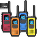 Walkie Talkies 4 Pack Long Range Two-Way Radios - Rechargeable Set